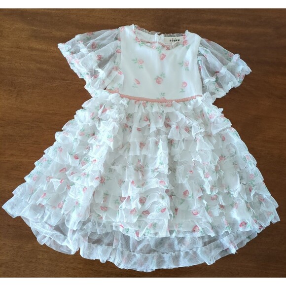 slim fit dress slacks Mini Boden Kids' Embroidered Tulle Dress in Pale Sweet Pea Purple at Nordstrom, Size 2-3Y